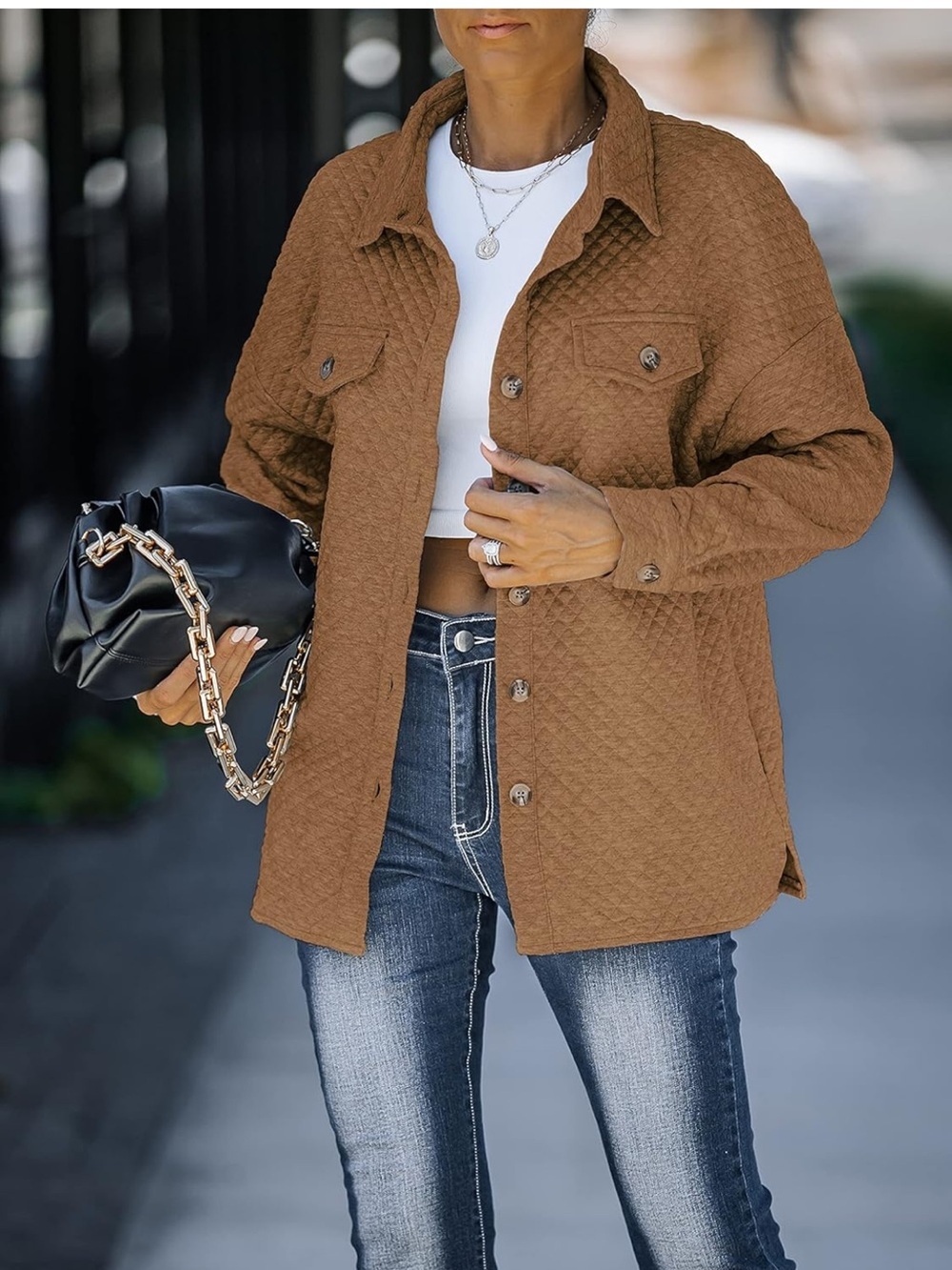 NWT Casual Long Sleeve Button Down Loose Lightweight Shacket Shirt Jacket Coat M - Picture 3 of 6